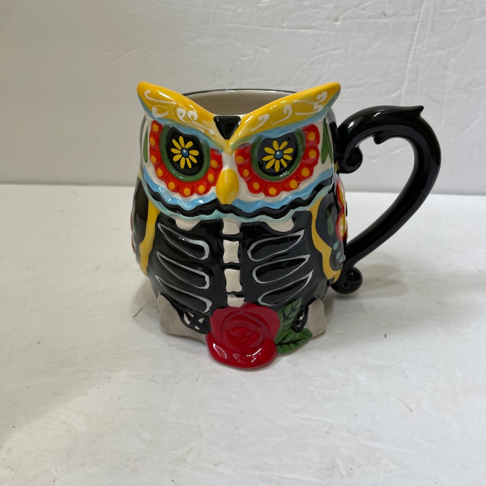 CRACKER BARREL SUGAR SKULL OWL DAY OF THE DEAD MUG